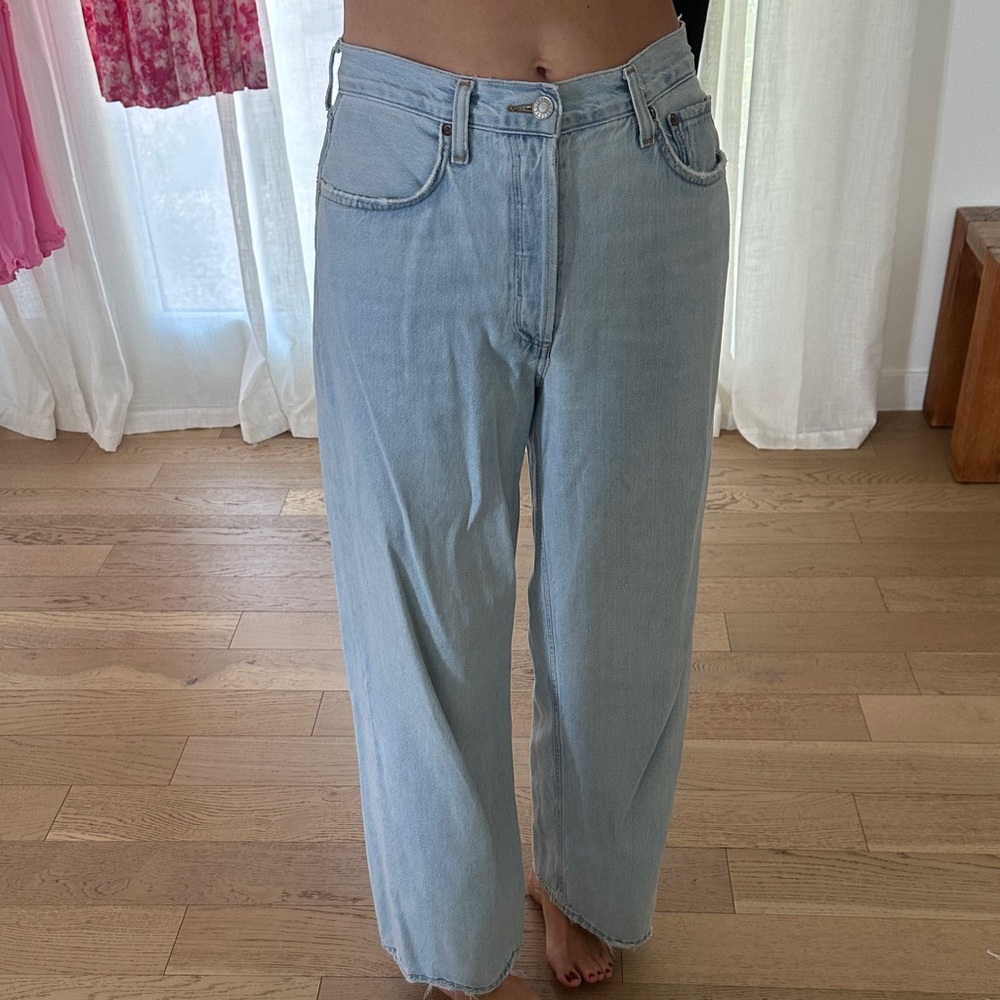 Agolde Low Slung Baggy Light Wash Wide Leg Jeans